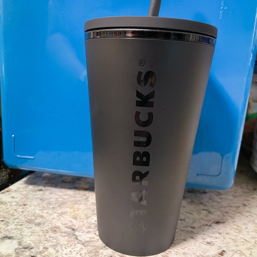 Grande matte black Starbucks cup